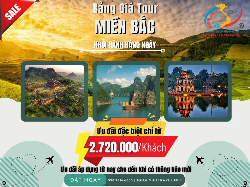 BẢNG GIÁ TOUR GHÉP ĐOÀN MIỀN BẮC, KHỞI HÀNH MỖI NGÀY - NĂM 2024